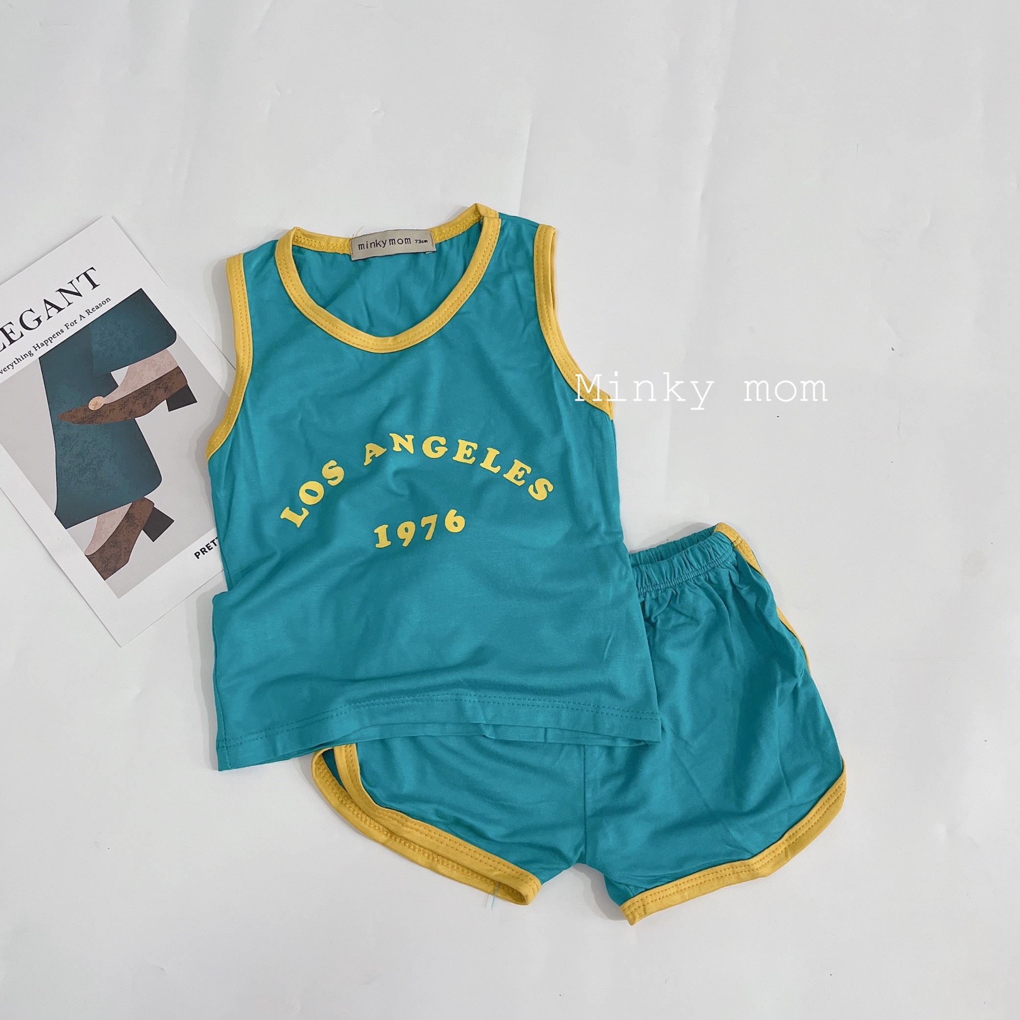 ( xả kho qua mẫu) Bộ Ba Lỗ Los Angeles 1976 Chất Thun Lạnh Minky Mom Chạy Viền Cực Đẹp Cho Bé | ẢNH THẬT SHOP CHỤP|