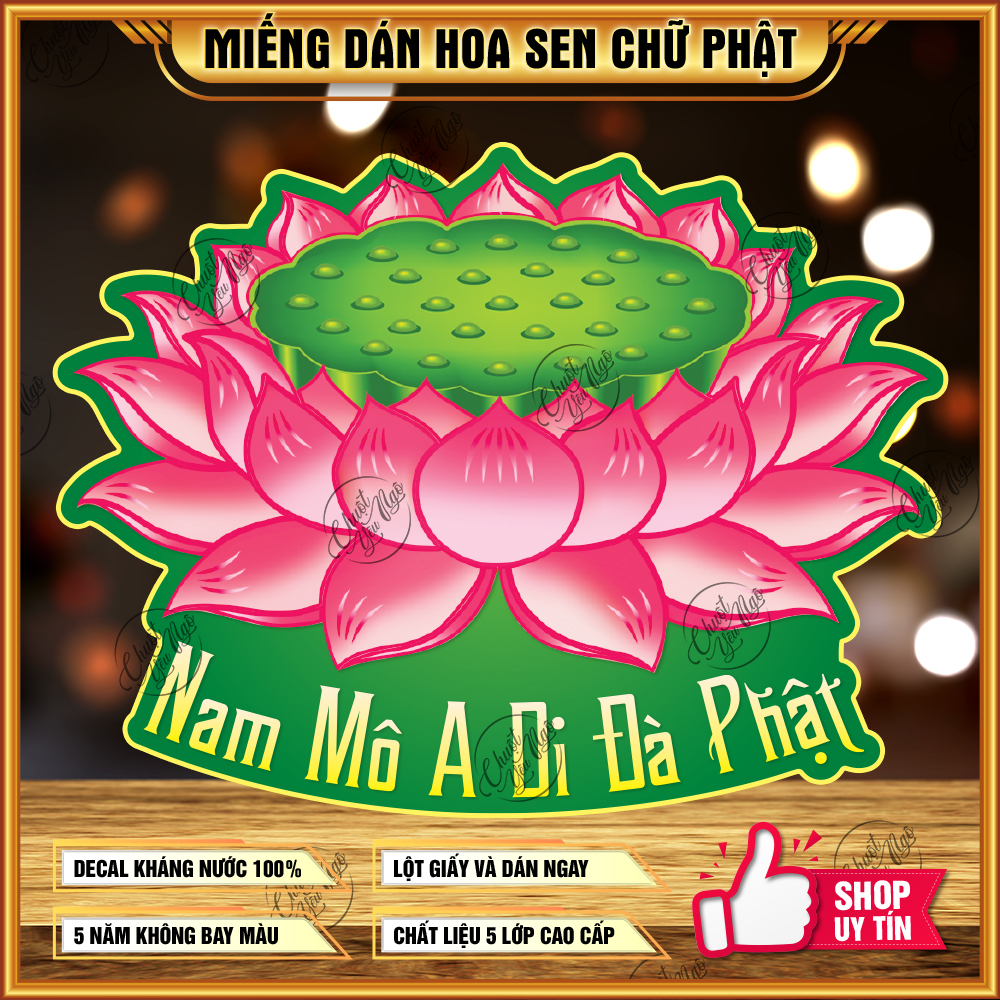 Miếng dán Hoa sen Phật phong thủy Nam mô a di đà phật