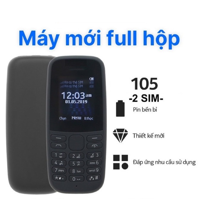 Điện thoại 4G Nokia 105 2021-2024, 2 Sim Chuẩn Quy Định Của Bộ Thông Tin Fullbox Loa To Sóng Khỏe Pin Bền