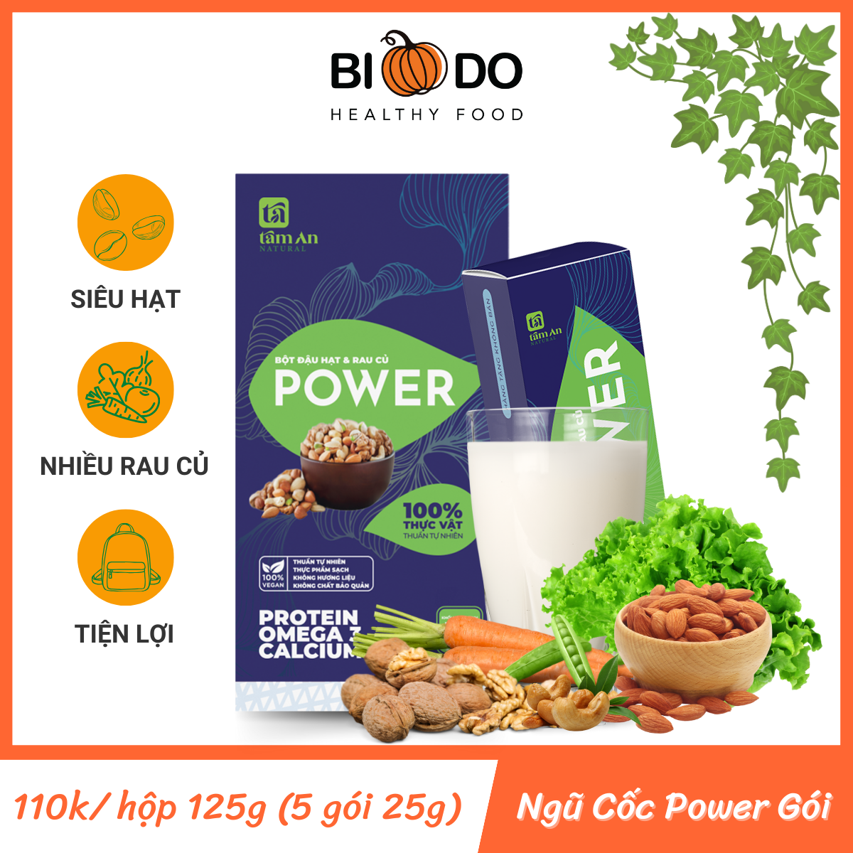 Sữa Hạt Ngũ Cốc Power - Bí Đỏ Food - Bổ Sung Vitamin & Chất Xơ