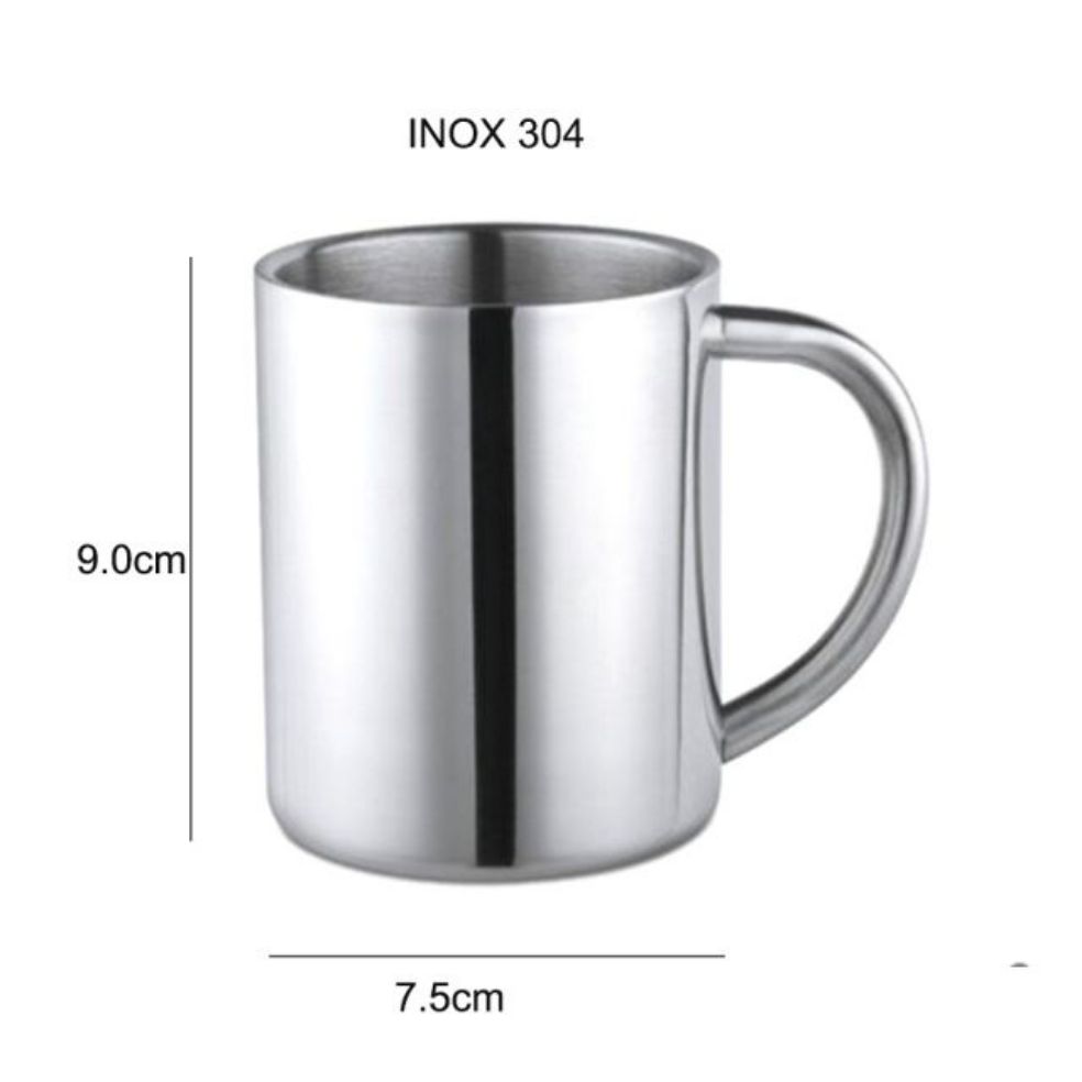 Cốc inox 304 2 lớp cách nhiệt 300ml dày đẹp, sáng bóng độ bền cao