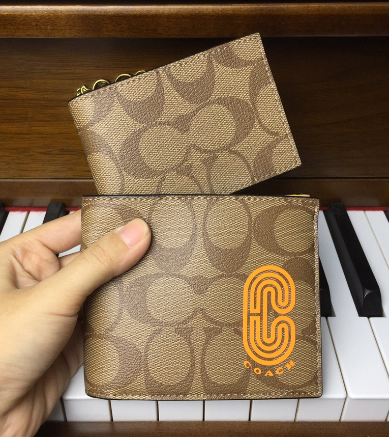 Ví coach nam wallet in colorblock signature canvas with coach patch