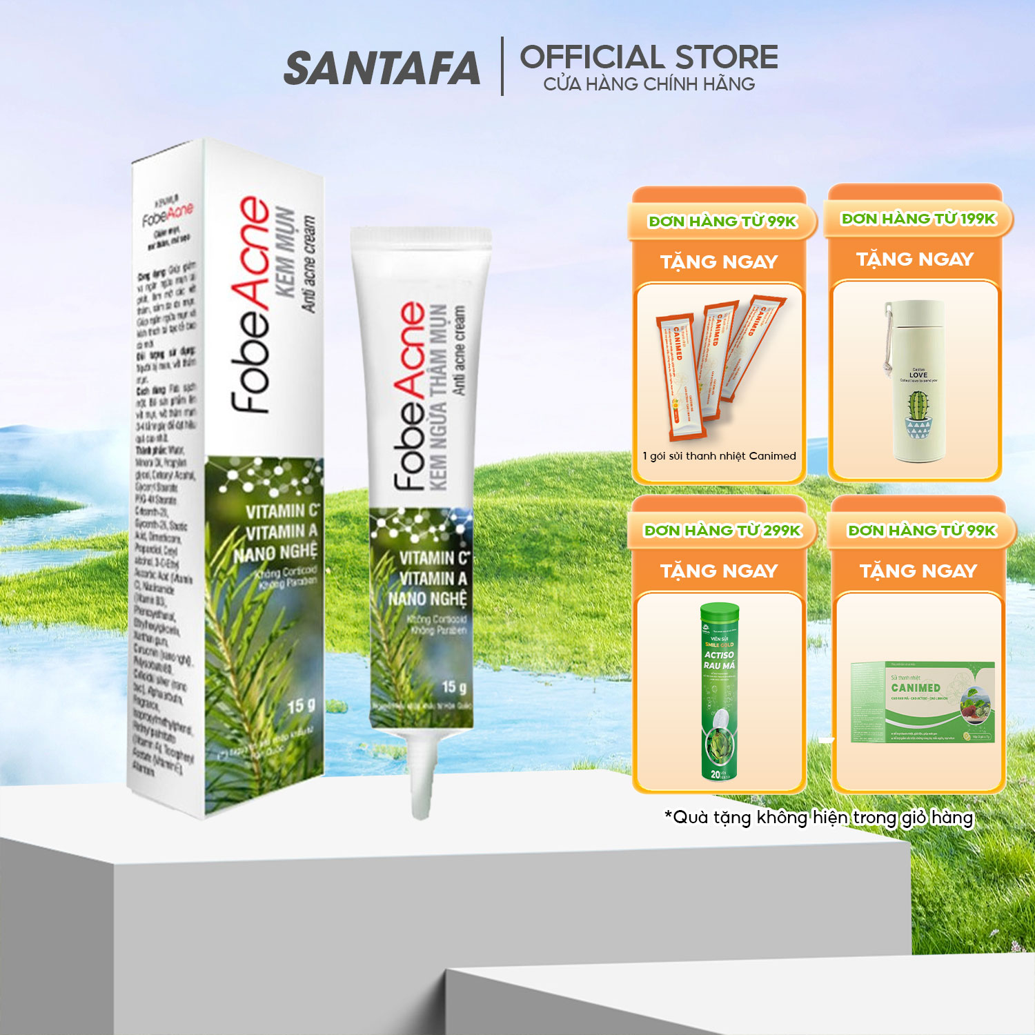 Kem giảm mụn ngừa thâm fobe acne hỗ trợ giảm mụn, cải thiện tình trạng thâm sẹo do mụn tuýp 15g