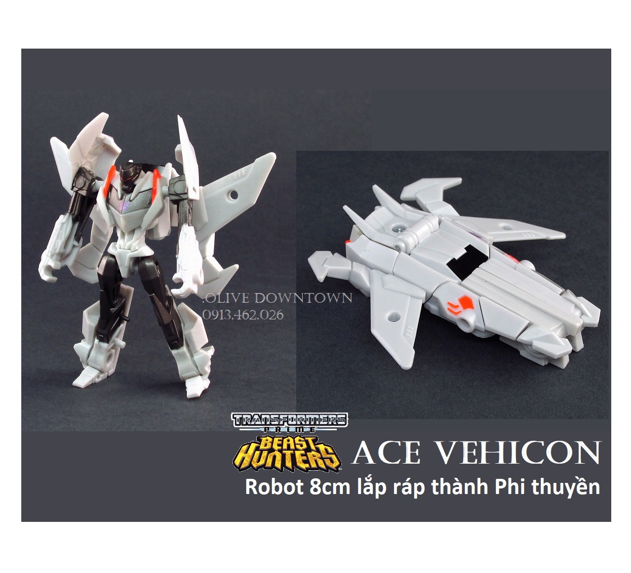 Ace vehicon - Robot cao 8cm lắp ráp thành PHI THUYỀN trắng - Transformers - Đồ chơi Robot VNXK
