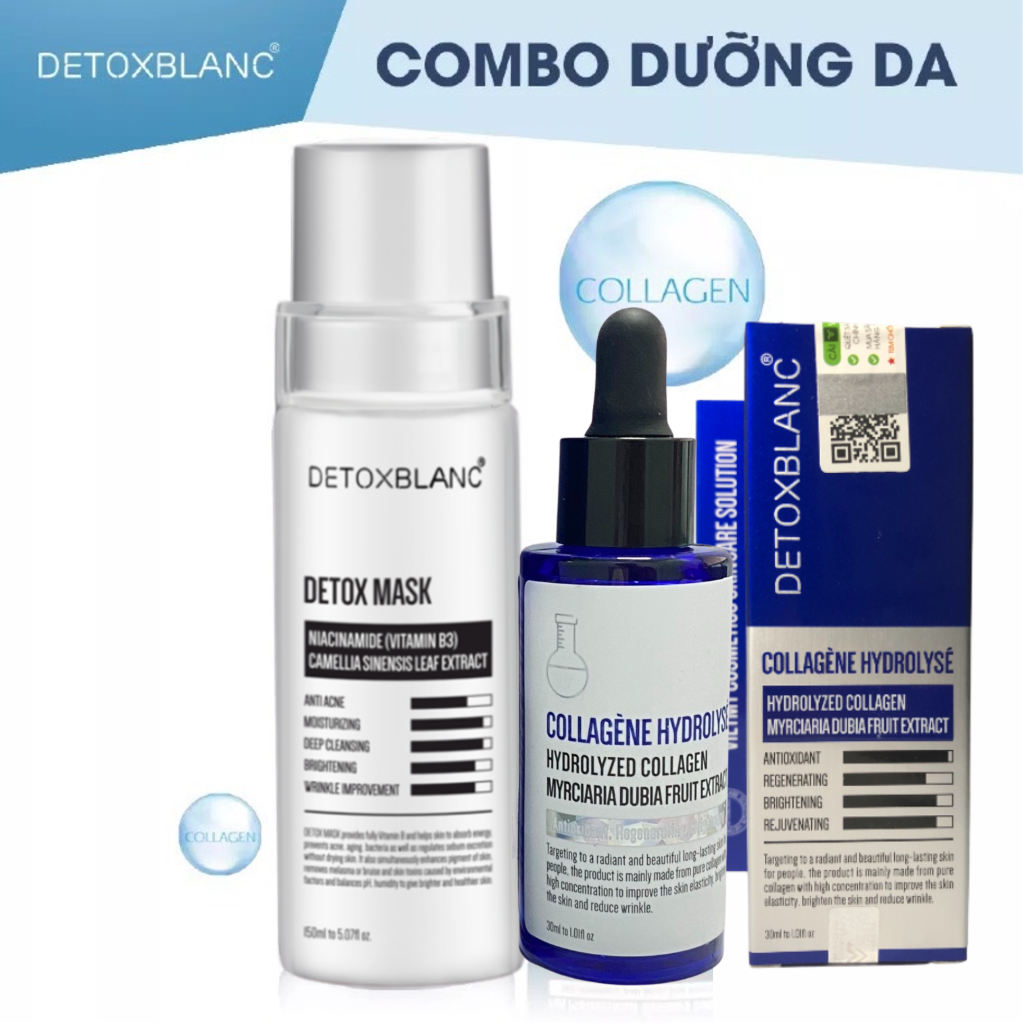 Combo dưỡng trắng da xóa mờ tàn nhang và thâm do mụn Detox blanc