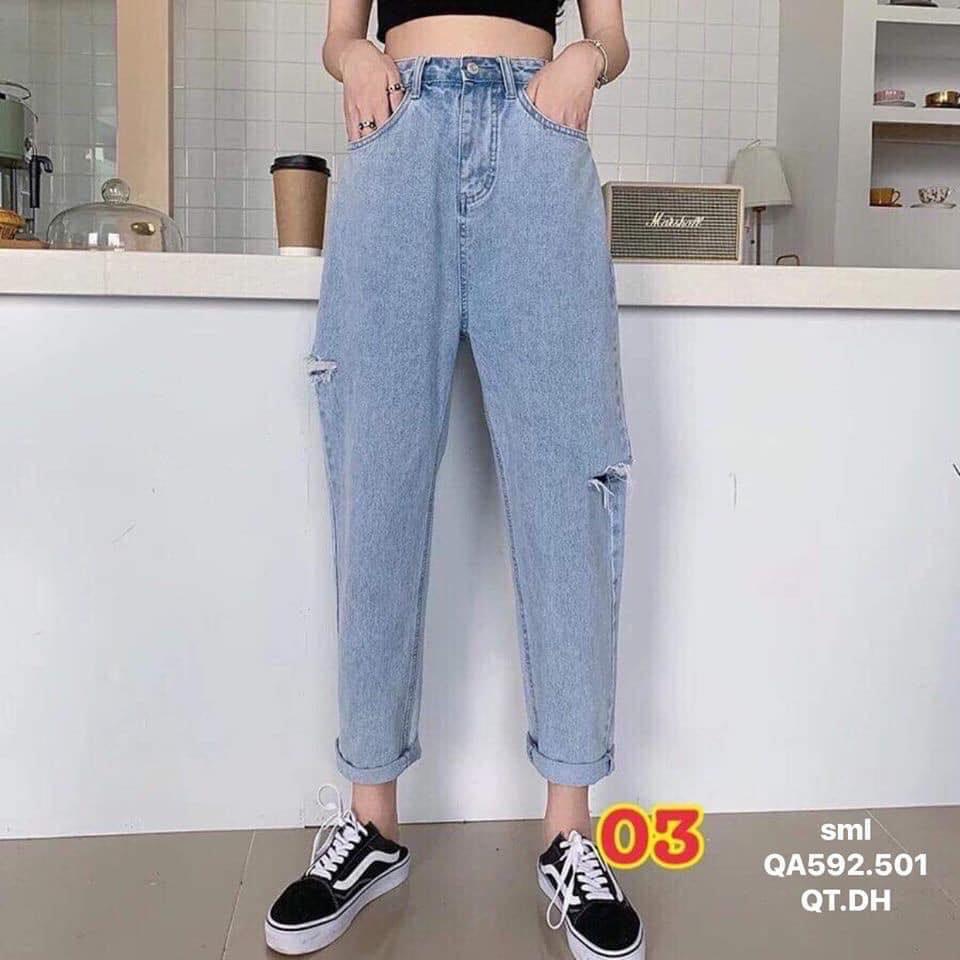 [ HOT QUÁ!! ] QUẦN BAGGY JEAN NỮ CAO CẤP HADI RÁCH 2 BE LỆCH CỰC HOT-NL12387