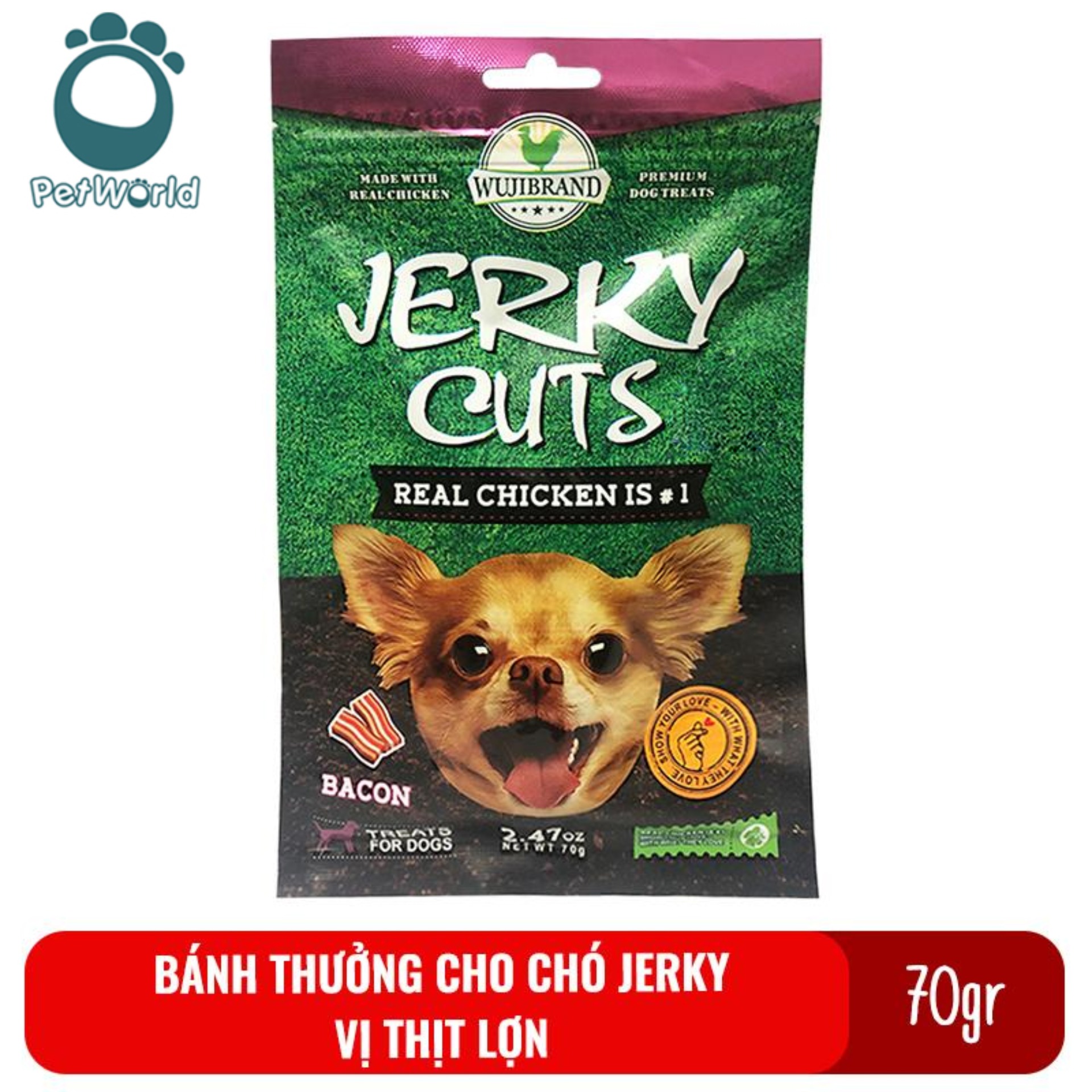 Bánh thưởng cho chó Jerky 70gr - Vị thịt lợn