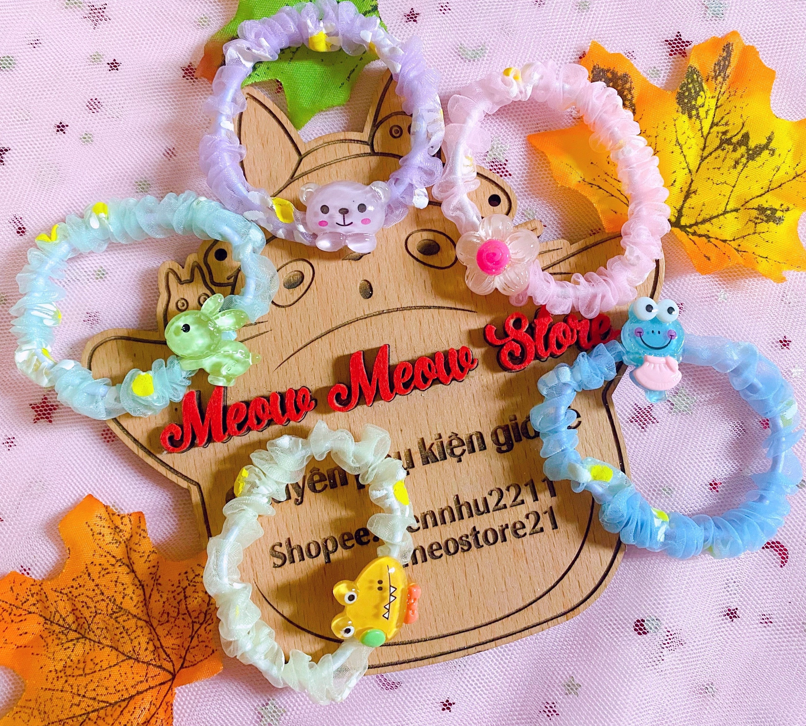 Combo 2 cột❣️ảnh thật❣️được chọn mẫu- dây cột tóc scrunchies mini hình thú xinh xắn❣️