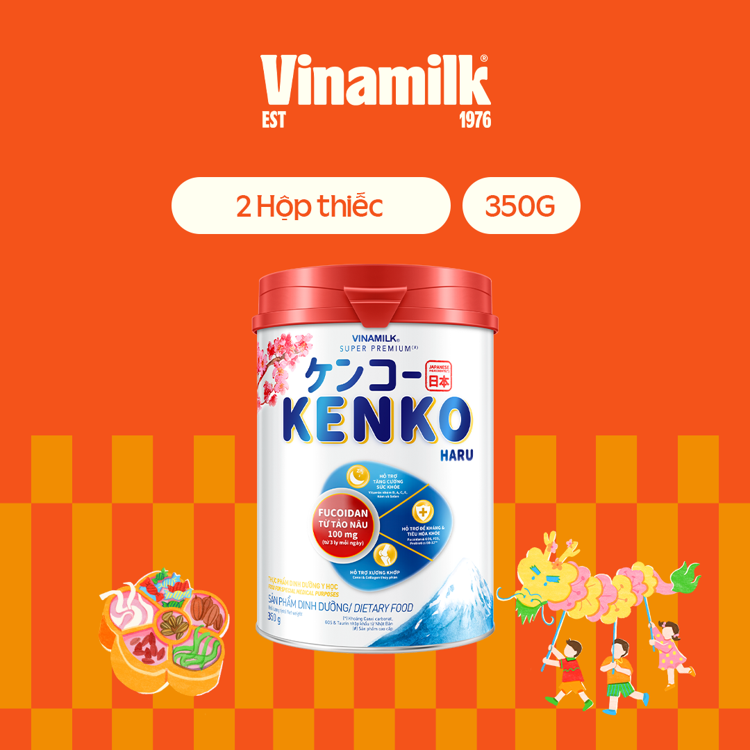 2 Hộp Sữa bột dành cho người lớn tuổi Vinamilk KenKo Haru Hộp thiếc 350g -Xương khớp khỏe, hỗ trợ đề kháng