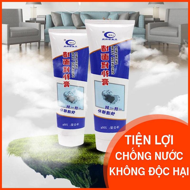 COMBO 2 Lọ Keo Vá Tường Thông Minh Phủ Trên Mọi Chất Liệu - Keo Chống Thấm Đi Kèm Vòi Bơm Keo Và Thanh Mài Tiền