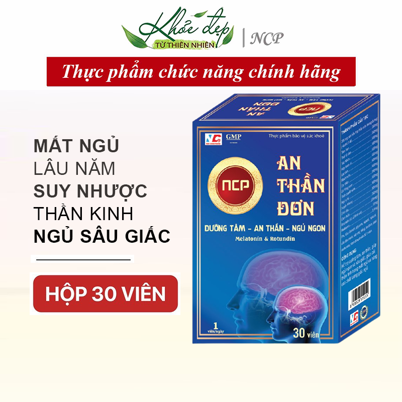 Viên AN THẦN ĐƠN giảm căng thẳng stress, suy nhược thần kinh mất ngủ lâu năm, mãn tính - Hộp 30v