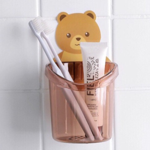 [HCM]CỐC GẤU ĐỰNG BÀN CHẢI ĐÁNH RĂNG DÁN TƯỜNG SIÊU DÍNH CÓ LỖ THOÁT NƯỚC THÔNG MINH - KỆ CẮM BÀN CHẢI KEM ĐÁNH RĂNG HÌNH GẤU XINH XẮN SIÊU BỀN ĐẸP