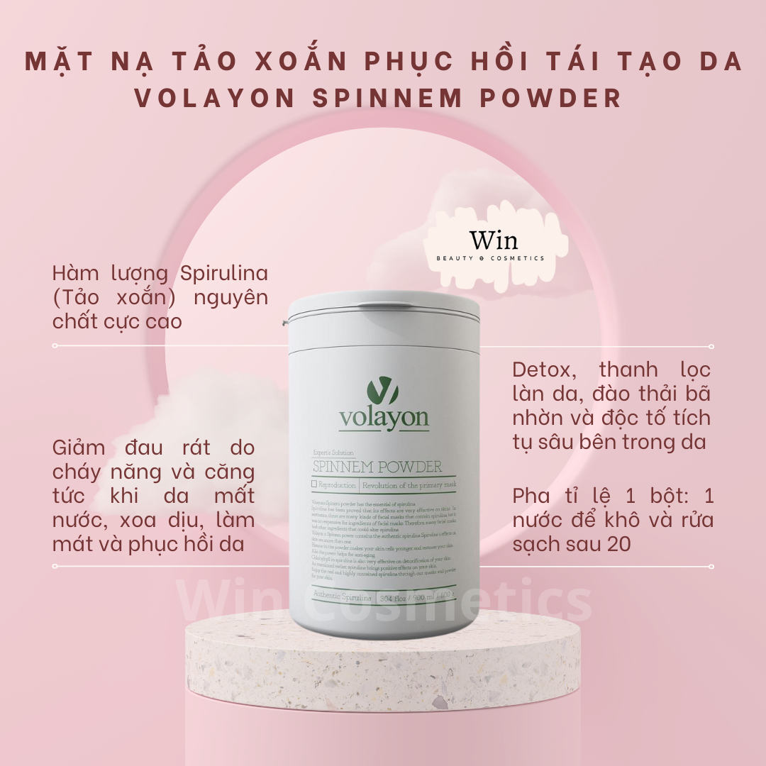 Mặt nạ tảo xoắn mask Volayon Spinnem Powder phục hồi tái tạo cấp ẩm da