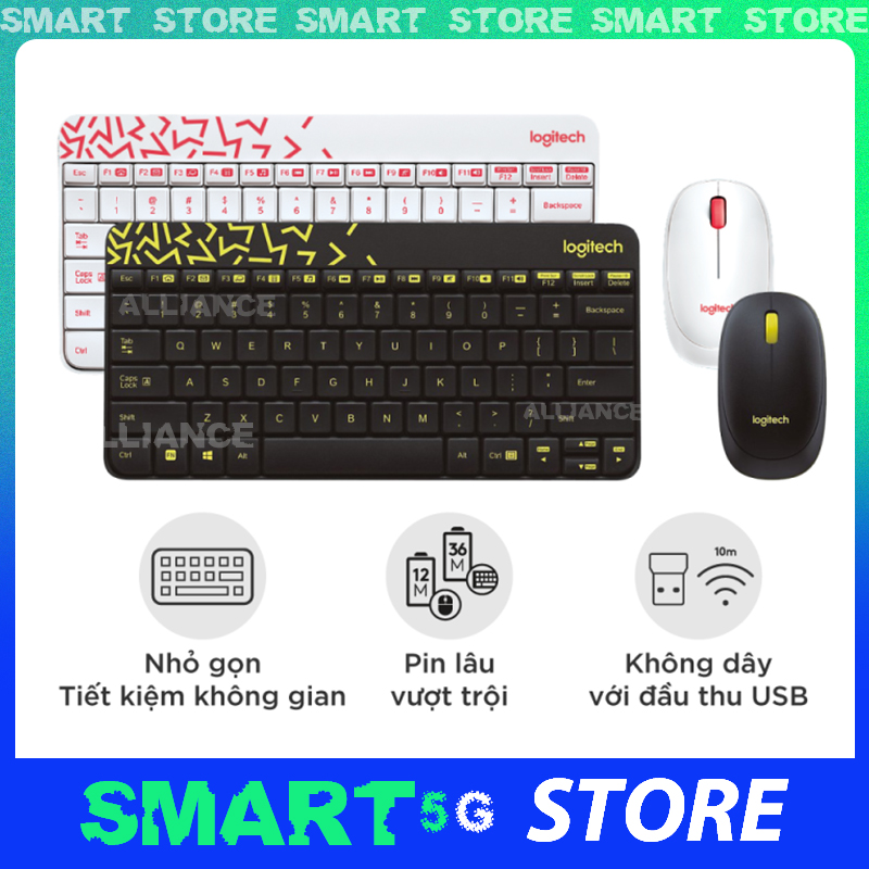 Combo chuột phím không dây Logitech MK240 - nhỏ gọn, 1 đầu thu USB, không dây 10m, pin lâu vượt trội