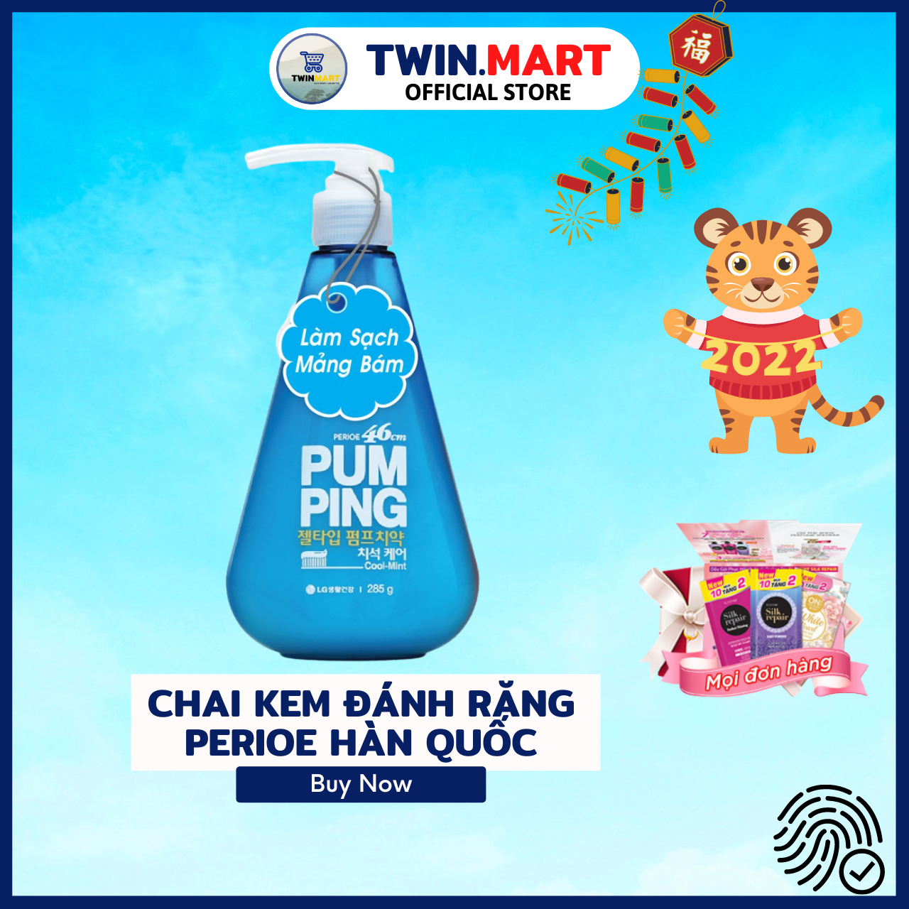 Date xa 2024 tphcm chai kem đánh răng perioe pumping hàn quốc cool mint hương bạc hà - 285g