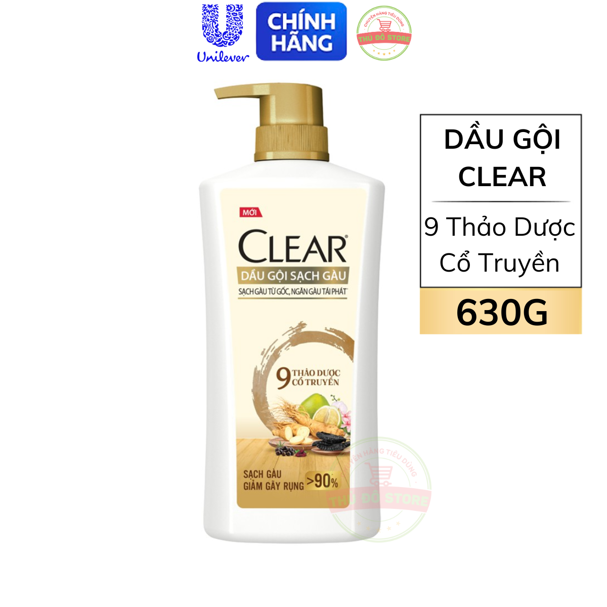 Dầu gội đầu clear 9 thảo dược cổ truyền - chai 630g