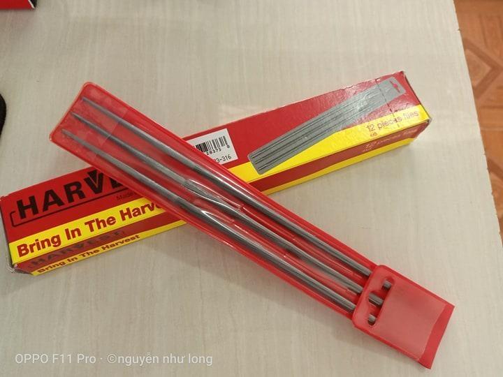 Một vỉ 3 chiếc dũa máy cưa xích harvest 4.8mm, dũa đỏ 4.8mm