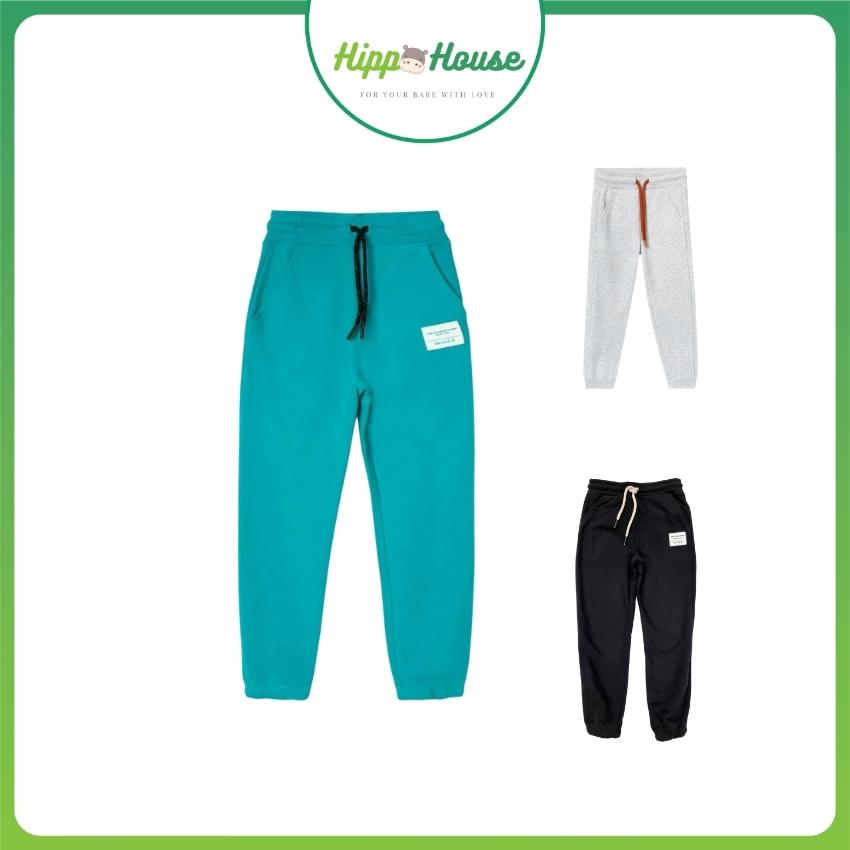 Quần Nỉ Bông Bé Trai Bé Gái Dài Bo Gấu Size 3-7 Tuổi, Quần Dáng Jogger Khoẻ Khoắn, Dây Rút Thật, Túi Thật, Nỉ Bông Mềm Mịn Ấm Áp Hippo House