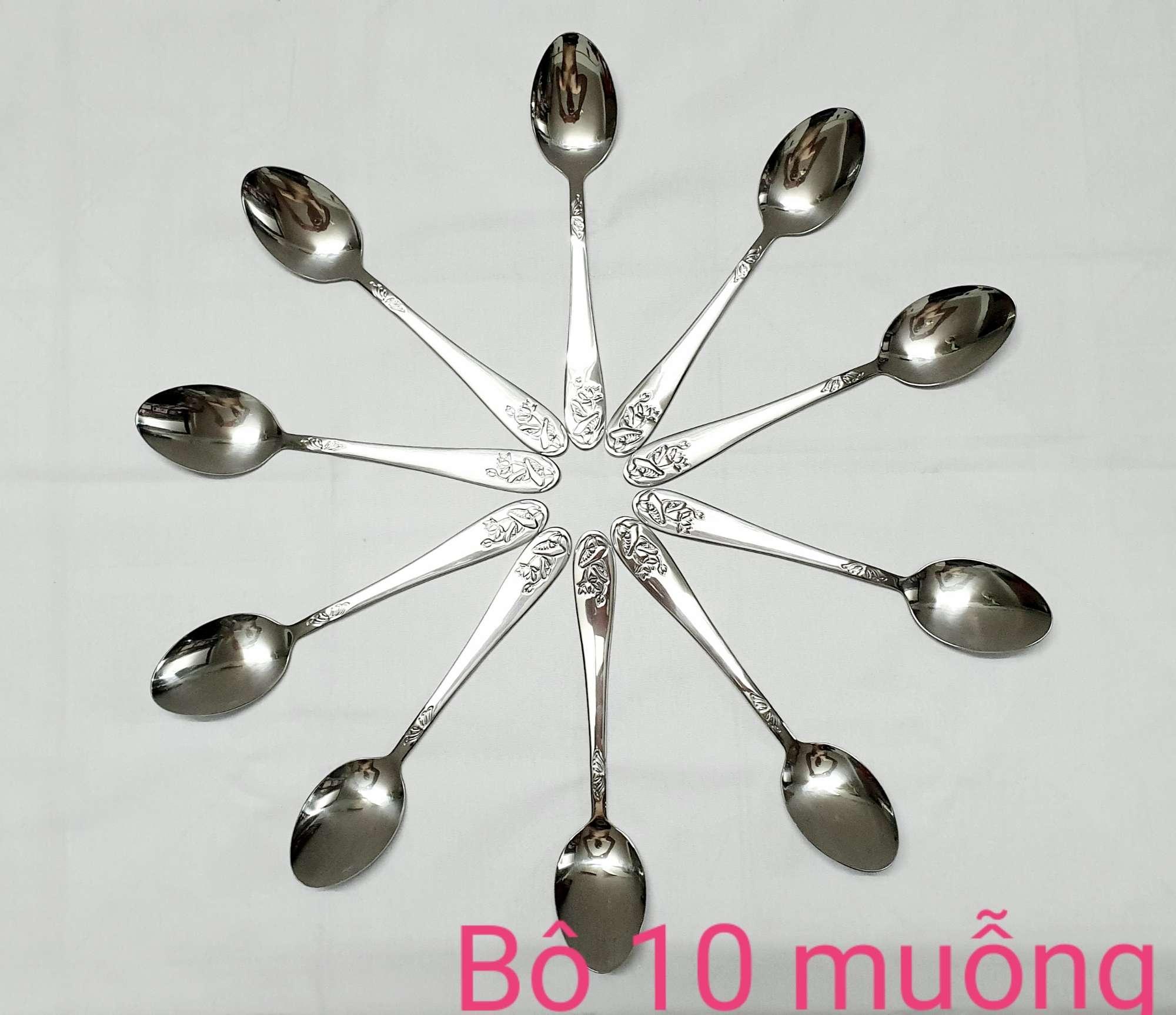 [HCM]Bộ 10 muỗng cơm inox cao cấp dày 2ly(2mm) sáng bóng