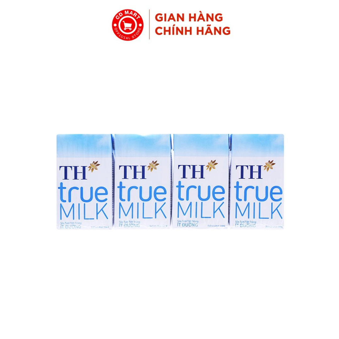 Lốc 4 Hộp Sữa Tươi Tiệt Trùng Nguyên Chất TH true MILK (110ml)