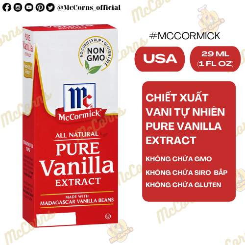 Chiết Xuất Vani Tự Nhiên McCormick Pure Vanilla Extract, Chai 29 mL 1 Fl.