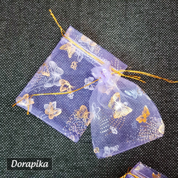 Combo 10 túi vải voan lưới túi thơm bướm bay lượn dễ thương có dây rút size 10x12cm - dorapika
