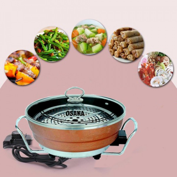 Nồi lẩu điện đa năng OSAKA ,bếp lẩu điện đa năng ,nồi lẩu điên ,bếp lẩu điện ,Nồi lẩu kiêm chảo điện đa năng ,với thiết kế tay cầm phụ có kệ đỡ an toàn.được người tiêu dùng tin dùng hàng cao cấp Bảo Hành 12 Tháng