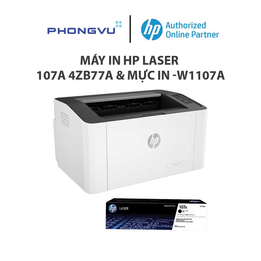 Máy in hp laser 107a 4zb77a & mực in hp 107a -w1107a