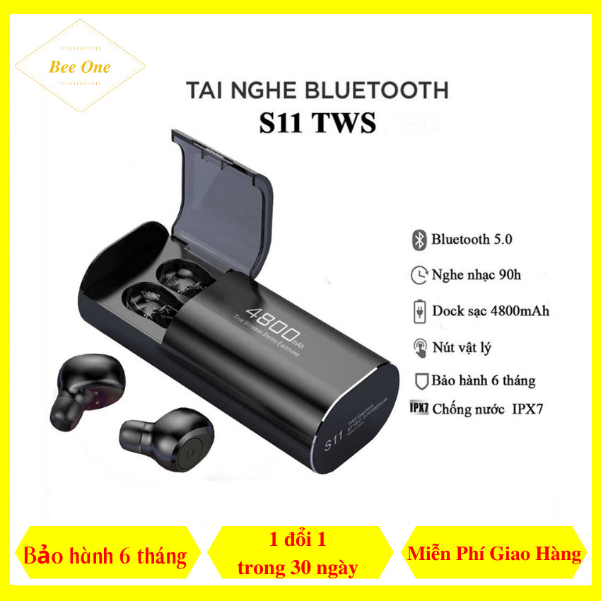 Tai Nghe Bluetooth S11 Pin Siêu Trâu, Phím Tắt Vật Lí, Kèm Sạc Dự Phòng Dung Lượng 4800mAh – Tai Nghe Không Dây S11 Tốt Hơn Tai Nghe I12 – BeeOne.