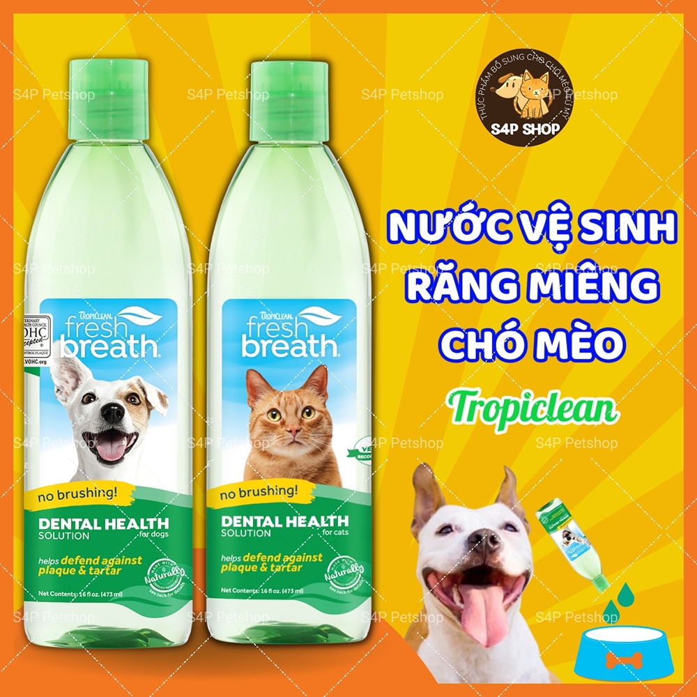 Nước uống - dung dịch vệ sinh răng miệng chó mèo Tropiclean - xịt thơm miệng-giảm hôi miệng-thúi miệng-ngừa cao răng