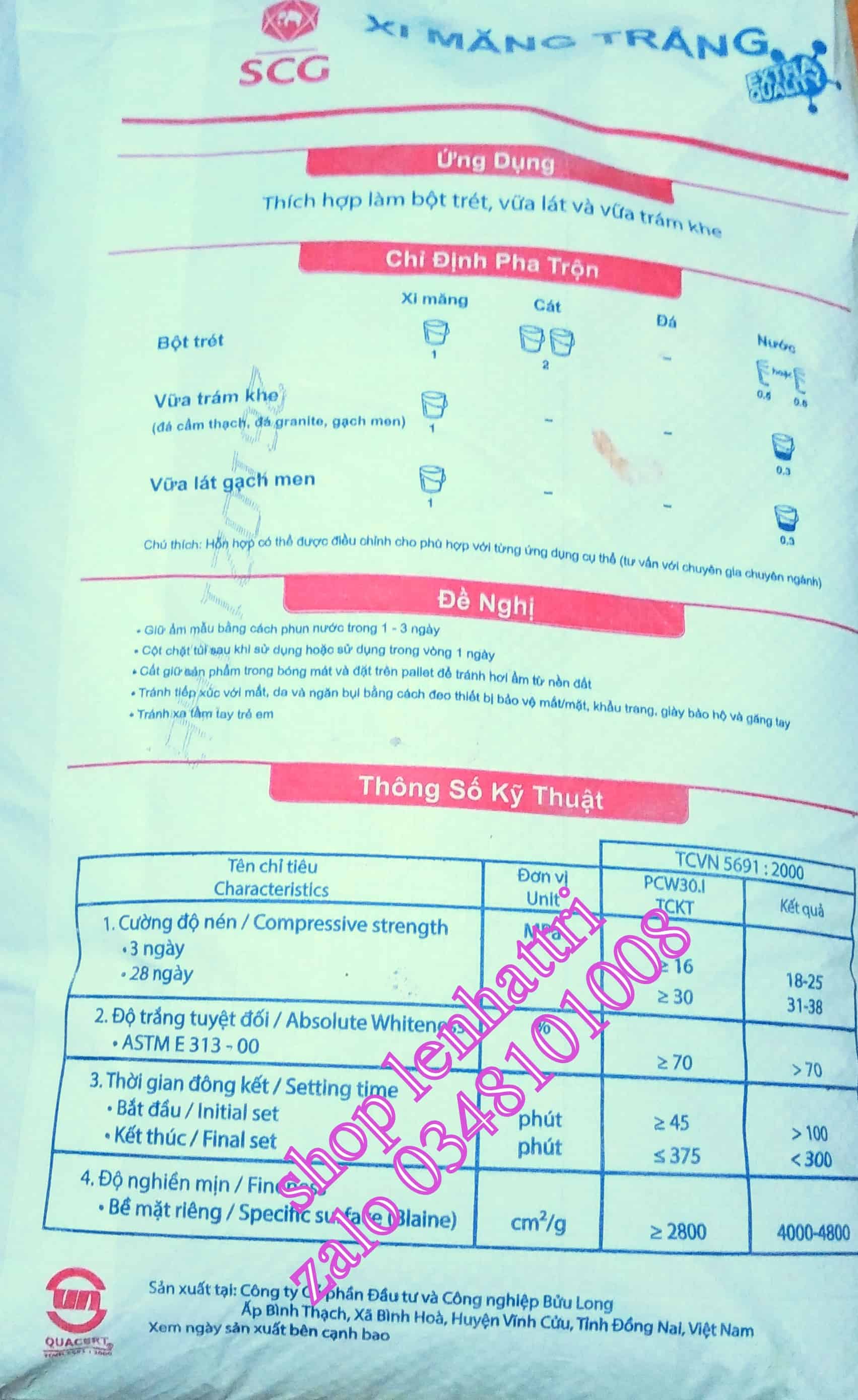 Xi măng chà ron lát gạch 1kg