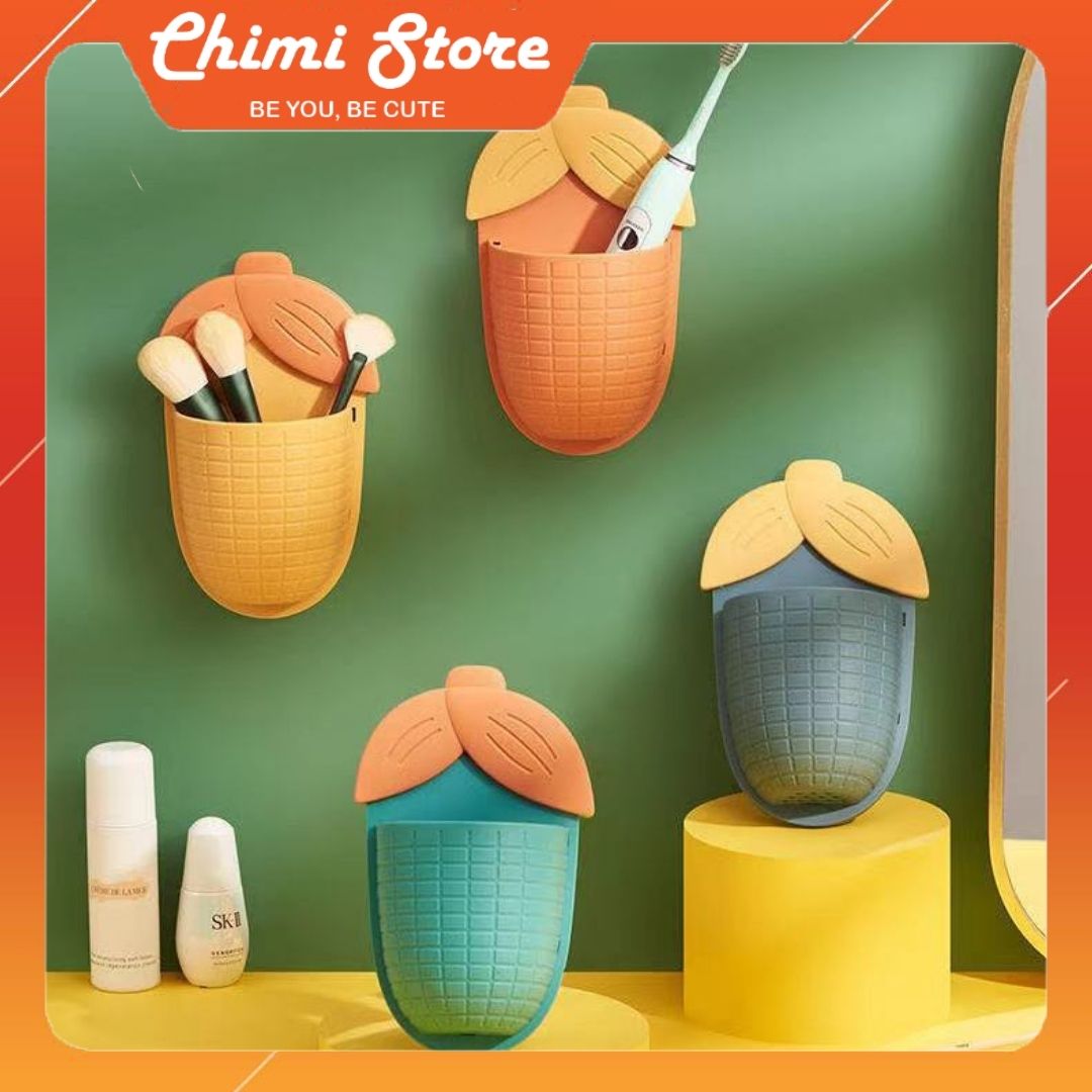 Kệ để bàn chải đánh răng Chimi TT010, kệ gắn tường thiết kế hình bắp ngô ngộ nghĩnh để đồ đa năng
