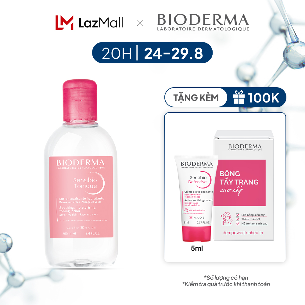 Dung dịch cân bằng dưỡng ẩm và làm dịu cho da nhạy cảm Bioderma Sensibio Tonique - 250ml