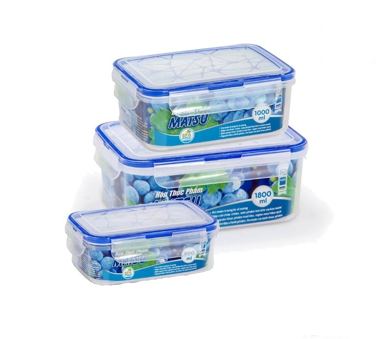 Bộ 3 hộp nhựa chữ nhật đựng thực phẩm duy tân matsu cn02