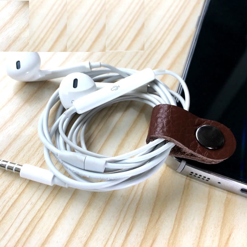 Kẹp da cuộn chống rối dây tai nghe dây sạc nhỏ