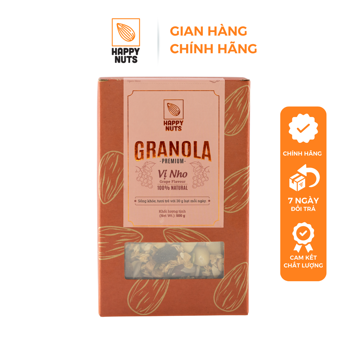 Granola vị nho mix happy nuts 500gr