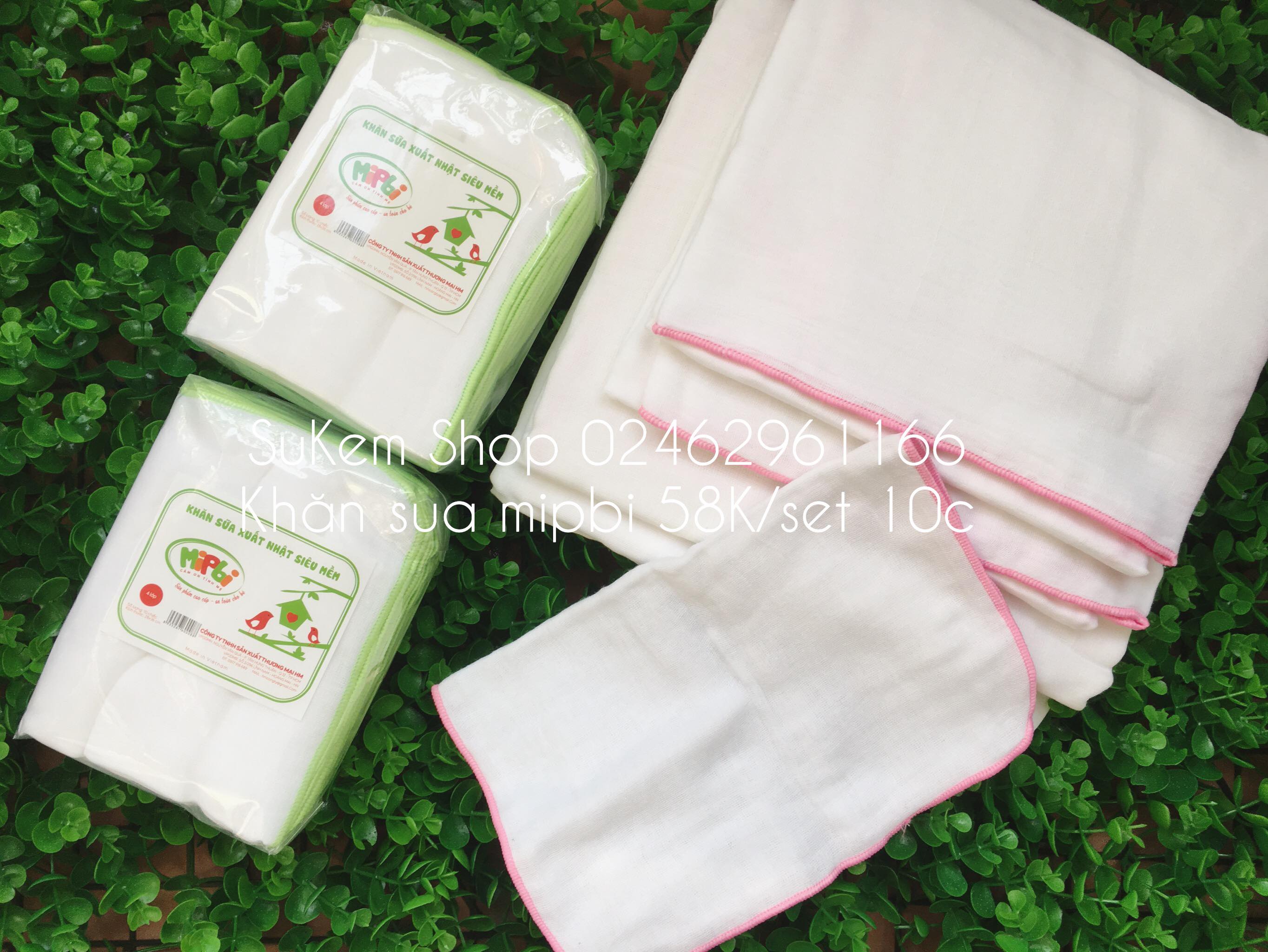 Khăn sữa 3 lớp Mippi Xuất Nhật 100% Cottton Tự Nhiên