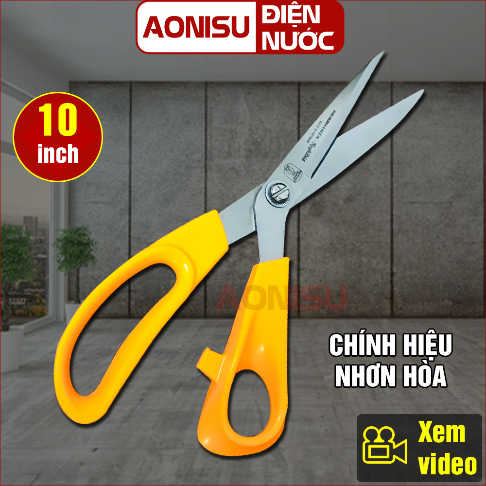 Kéo Gia Dụng Nhơn Hòa 10 INCH (NHK-10ID) - Kéo Cắt Đa Năng, Kéo Cắt Chuyên Dụng, Kéo Cắt Gia Dụng Nhà Bếp, Kéo Cắt Vải, Kéo Cắt May Thêu, Lưỡi Kéo Thép Không Rỉ, AONISU
