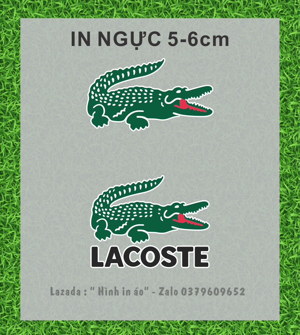 Logo ủi nhiệt] Com bo 2 Logo Lacoste cá sấu kích thước in ngực ...