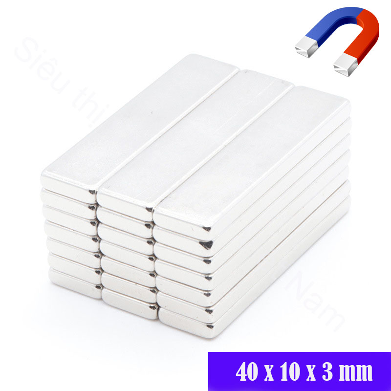 Nam châm màu trắng kích thước 40x10x3mm set 10v, loại nam châm vĩnh cửu lực hút siêu mạnh