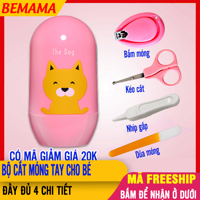 Bộ Cắt Móng Tay Cho Trẻ Đủ 4 Món Cực Xinh, Đủ Màu, An Toàn, Bấm Móng, Kéo Cắt Móng Tay, Nhíp Mũi, Dũa Móng - Bộ Cắt Móng Tay Móng Chân, Đồ Cắt Móng Tay Cho Trẻ Em Sơ Sinh BEMAMA - Bo Cat Mong Tay - SP000662