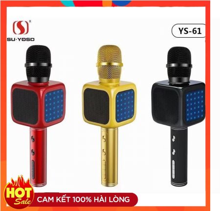 micro karaoke bluetooth, Mic Karaoke YS-61 Micro Karaoke kèm Loa Bluetooth 3 trong 1, micro không dây, micro thu âm, micro karaoke.