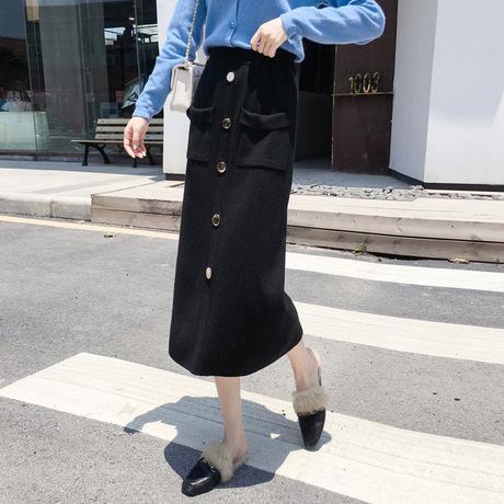 Chân váy len dài dáng suông