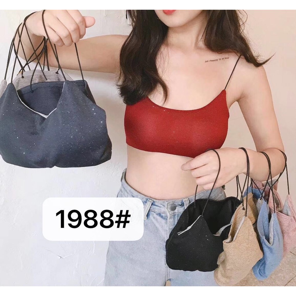 Áo bra 2 dây mảnh phủ kim tuyến siêu đẹp 1988