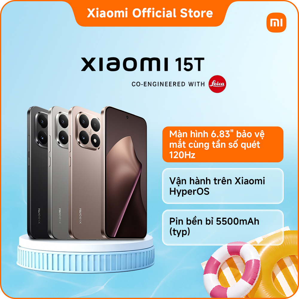 Xiaomi 15T | Thiết kế thân máy bo tròn thanh lịch | Màn hình 6.83" bảo vệ mắt cùng tần số quét 120Hz | Xiaomi HyperAI | Sạc nhanh HyperCharge 67W | Pin bền bỉ 5500mAh (typ)