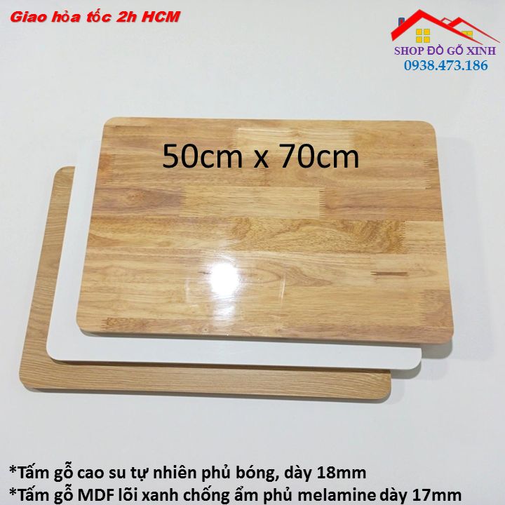 Tấm ván gỗ 50cm x 70cm dày 18mm, dùng làm mặt bàn, mặt kệ, đóng đồ nội thất.