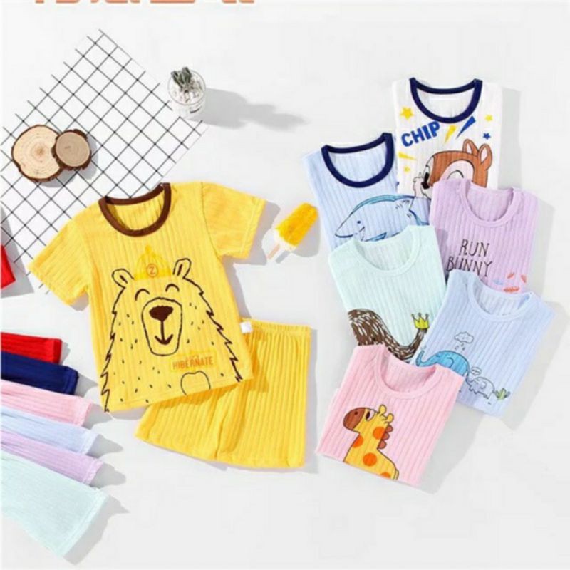 Bộ cotton giấy cộc tay Quảng Châu Hàng cao cấp cho bé