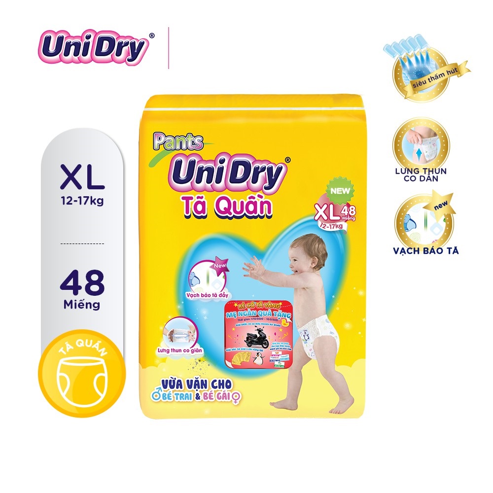 Tã quần Unidry siêu thấm size XL 48 miếng