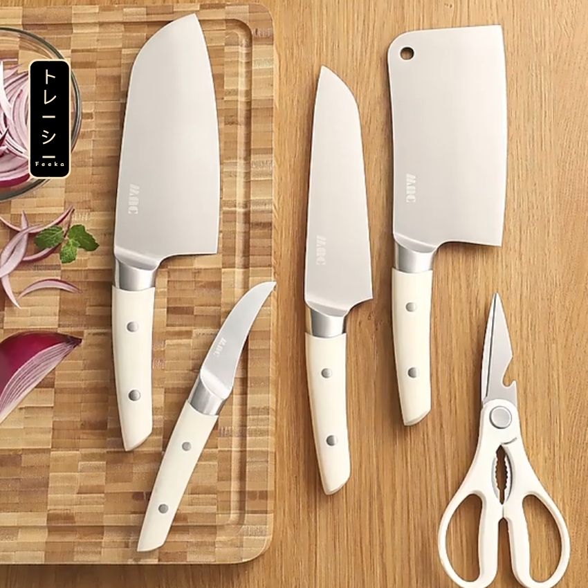 Bộ dao nhà bếp cao cấp kèm ống đựng xinh xắn, bộ dao 7 món công nghệ chống gỉ BO