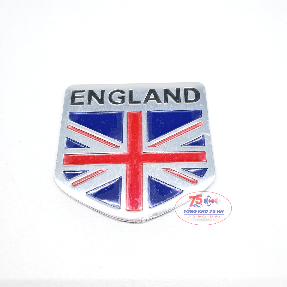 Tem nhôm dán xe hình cờ England - cờ Anh - hình ngũ giác 5x5cm